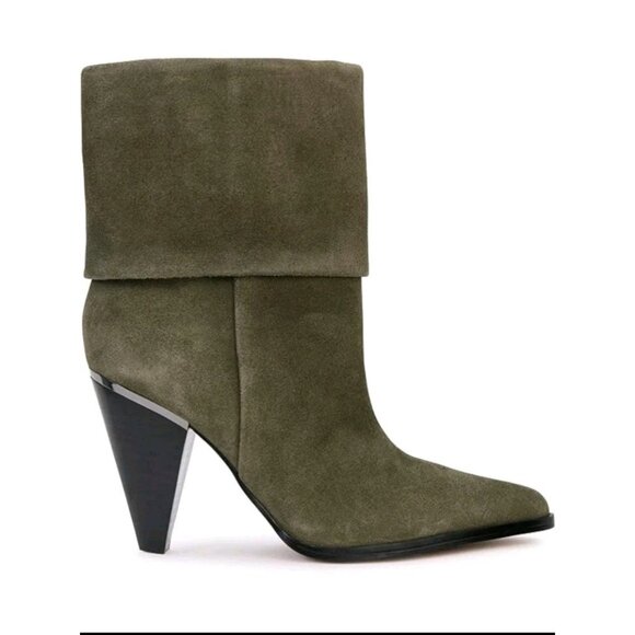 DKNY Womens Green Padded Cerise Pointed Toe Block Heel Leather Booties 8. (Ws331 - Picture 3 of 6